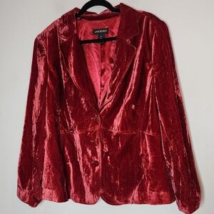 Lane Bryant Red Velvet Button Blazer Jacket Plus Size 24